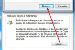 Cómo liberar espacio eliminando puntos de restauración antiguos